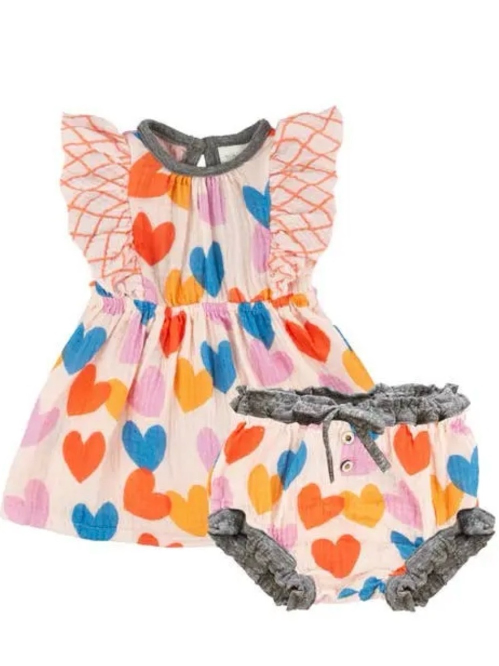 Miki Miette Ruffle Short Sleeve Cotton Dress & Bloomers